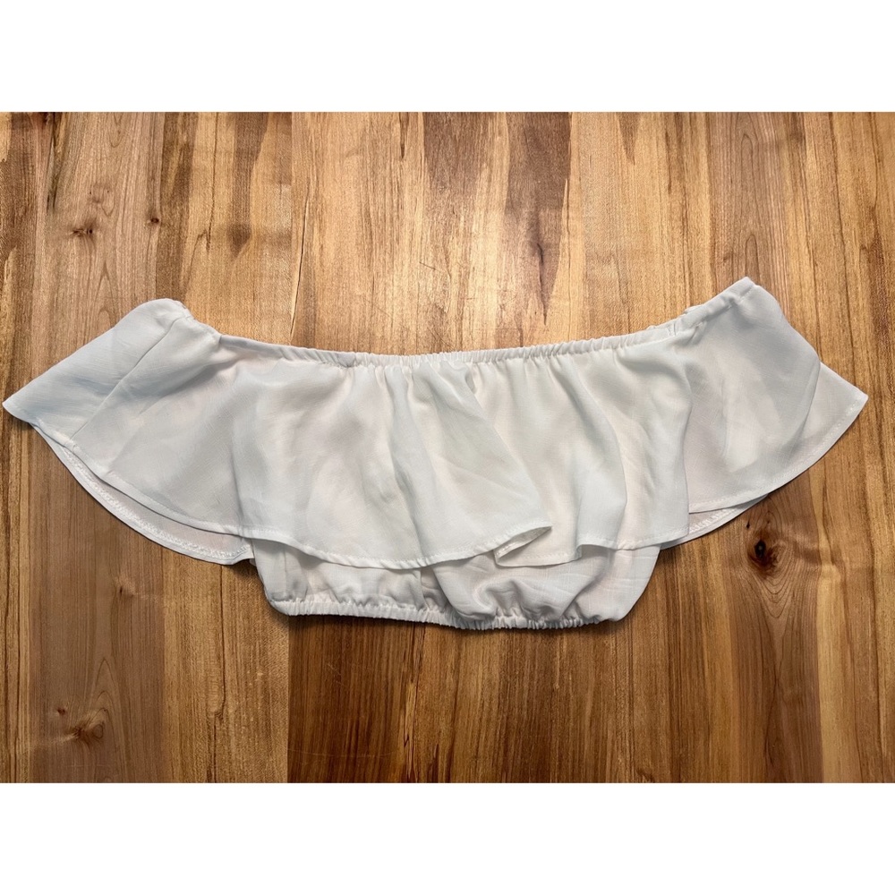Showpo off the shoulder flounce crop top